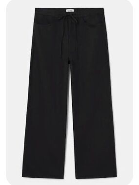 COS Black Wide-Leg Drawstring Trousers 100% Cotton Size 8 Like New